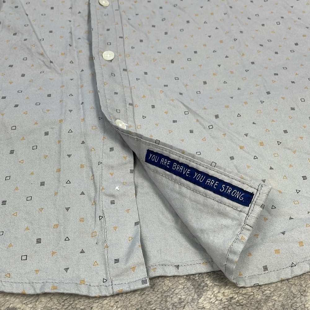 NWT Rebel James & Charli Long Sleeve Mini Geo Shirt Grey Gray Button Front Sz L - Picture 9 of 11